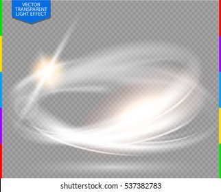 Circular lens flare transparent light effect. Abstract galaxy. Ellipse rotational glow line. Power energy. Glowing ring trace background. Round shiny frame. Vector circle. Magic swirl trail