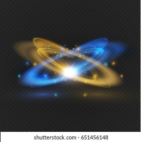 Circular lens flare transparent light effect. Rotational glow line. Power energy. Glowing ring