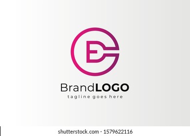 Circular Letter C and E or E and C Logo. Flat Line Vector Logo Design Template Element