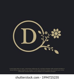 Circular Letter D Monogram Luxury Logo Template Flourishes. Suitable for Natural, Eco, Jewelry, Fashion, Personal or Corporate Branding.
