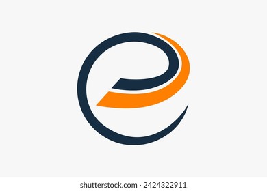 Circular letter E logo design with swoosh element. Creative Circle Ribbon Logotype Concept Vector Illustration for business consulting and financial companies, global technology corporate, tech brand.