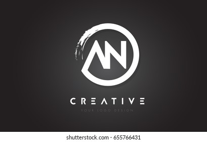 AN Circular Letter Logo with Circle Brush Design and Black Background.