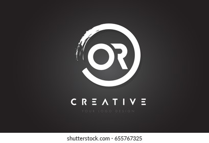 OR Circular Letter Logo with Circle Brush Design and Black Background.