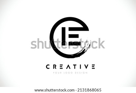 IE Circular Letter Logo with Circle Brush Design and White Background.