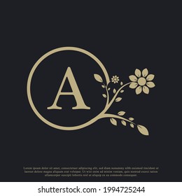 Circular Letter A Monogram Luxury Logo Template Flourishes. Suitable for Natural, Eco, Jewelry, Fashion, Personal or Corporate Branding.