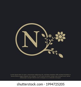 Circular Letter N Monogram Luxury Logo Template Flourishes. Suitable for Natural, Eco, Jewelry, Fashion, Personal or Corporate Branding.