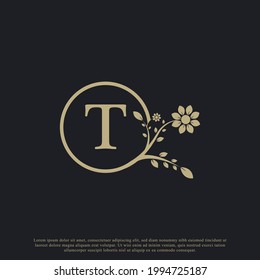 Circular Letter T Monogram Luxury Logo Template Flourishes. Suitable for Natural, Eco, Jewelry, Fashion, Personal or Corporate Branding.