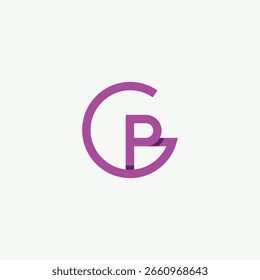 Letras circulares GP ou PG Logo com fundo branco. 