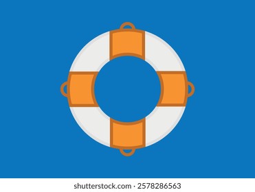Circular lifebuoy on a blue background