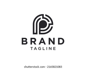 Abstraktes Logo für den Anfangsbuchstaben P der Circular Line. Für Unternehmens- und Technologielogos geeignet. Flaches Vectorlogo-Design-Vorlagenelement.
