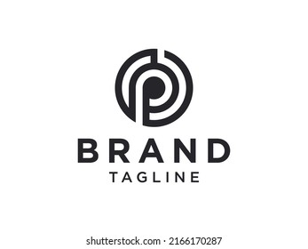 Abstraktes Logo für den Anfangsbuchstaben P der Circular Line. Für Unternehmens- und Technologielogos geeignet. Flaches Vectorlogo-Design-Vorlagenelement.
