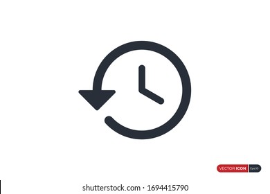 Circular Line Arrow Reload Refresh Recycle Time Icon isolated on White Background. Flat Vector Icon Design Template Element.