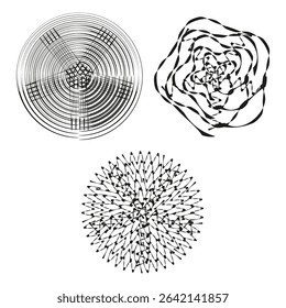 Circular line figure. Concentric pattern shape. Vector motion symbol. Abstract curve layout.