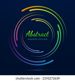 Circular line frame. Faded neon circle. Abstract halftone spinning pattern. Fading gradient wavy. Fades boarder for design prints. Geometric frames. Round fadew. Bight color ring. Vector illustration