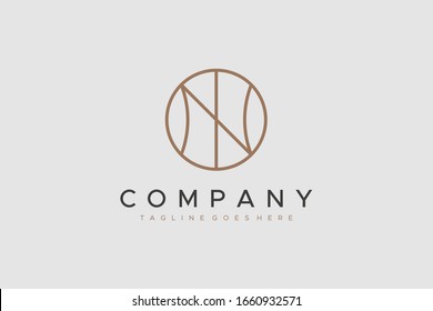 Circular Line Letter N Logo isolated on Grey Background. Flat Vector Logo Design Template Element.