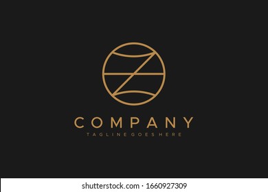 Circular Line Letter Z Logo isolated on Dark Background. Flat Vector Logo Design Template Element.