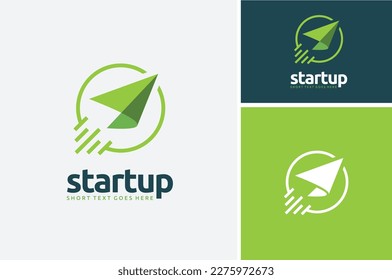 Circular Line with Paper Plane for Global Startup Project or Aircraft Airline Airplane Aviation Logo Design