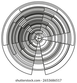 Circular line pattern. Concentric abstract lines. Radial geometric shape. Vector intricate illustration. EPS 10.