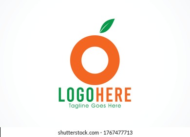 circular line ribbon letter O orange fresh fruit logo