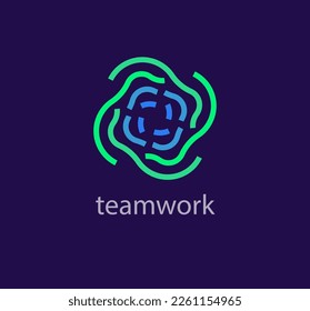 Logo der Circular Line-Teamwork- und Solidaritätsidee. Einzigartige Farbübergänge. Menschen Logo Vorlage. Vektor.