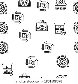 Circular And Linear Economy Model Vector Seamless Pattern Thin Line Illustration