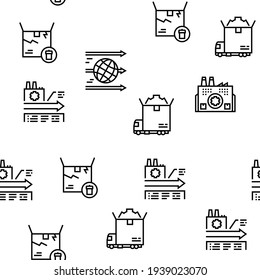 Circular And Linear Economy Model Vector Seamless Pattern Thin Line Illustration