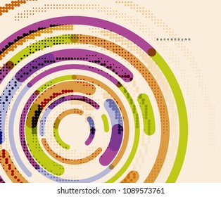 Circular lines circles, geometric abstract background. Vector illustration
