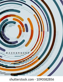 Kreislinien, Kreise, geometrischer abstrakter Hintergrund. Vektorgrafik