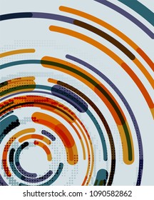 Kreislinien, Kreise, geometrischer abstrakter Hintergrund. Vektorgrafik