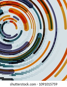 Circular lines circles, geometric abstract background. Vector illustration