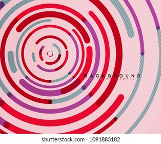 Circular lines circles, geometric abstract background. Vector illustration