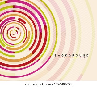 Circular lines circles, geometric abstract background. Vector illustration