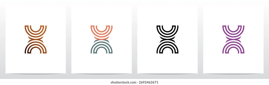  Líneas circulares Letra geométrica concéntrica Diseño de logotipo inicial X