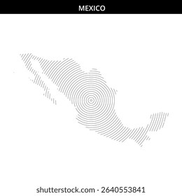 Circular lines create an abstract depiction of Mexico's outline.