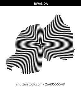 Circular lines creatively depict Rwanda's outline and geography.
