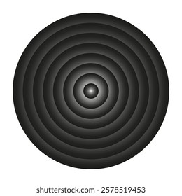 Circular lines design. Concentric gradient circles. Abstract black sphere. Minimalist optical art.