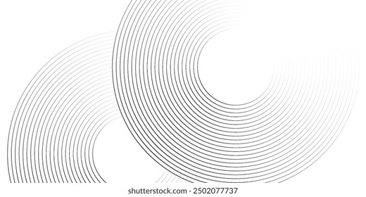 Fondo geométrico de líneas circulares en estilo abstracto. Ilustración de arte lineal moderno con concéntrico circular negro en Plantilla de diseño de semitono. moderno