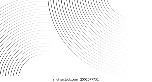 Fondo geométrico de líneas circulares en estilo abstracto. Ilustración de arte lineal moderno con concéntrico circular negro en Plantilla de diseño de semitono. moderno