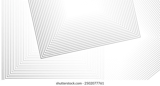 Circular lines geometric background in abstract style. Modern line art illustration with black circular concentric on halftone design template. modern