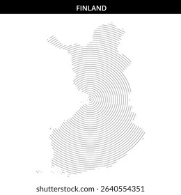 Circular lines illustrate the outline and features of Finland.