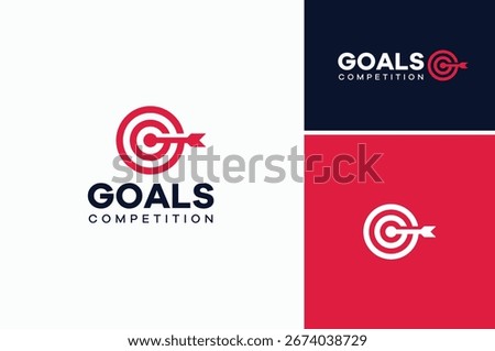 Circular Lines Initial Letter G with Arrow and Archery Target Board Bullseye Dartboard logo design