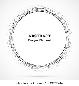 Circular lines.Set of spiral lines.Assymetric radial element.Linear drawing. Vector illustration pattern.Monochrome concentric background.