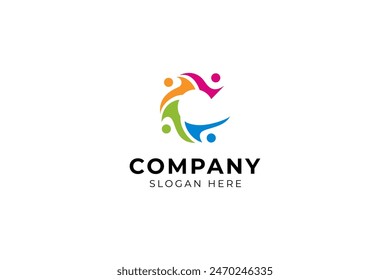 Circular Link Initial Letter C Growth Group Gathering for human culture social club, people together, community teamwork