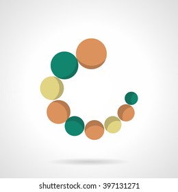 Circular loader with orange, green and yellow balls. Web signs. Vector icon flat color style. Web design element for site, mobile and business.