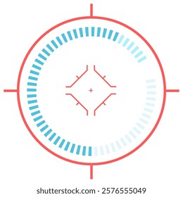 Circular loading bar and crosshair target, perfect for video games, virtual reality, or any project that needs a futuristic and technological touch