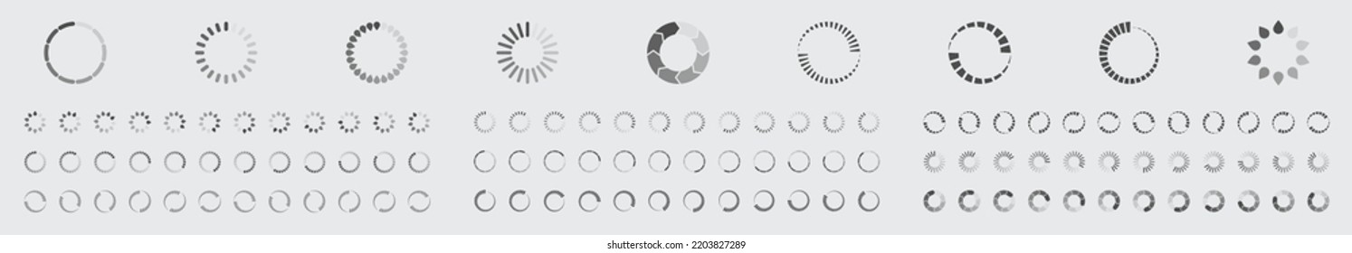 Circular Loading Buffering Icons Vector Set Video Ready For Animation Gif 12FPS All Keyframes Frames Bufring Circle Waiting For Connection Buffer Preloader Download Symbol Easy Replace Color