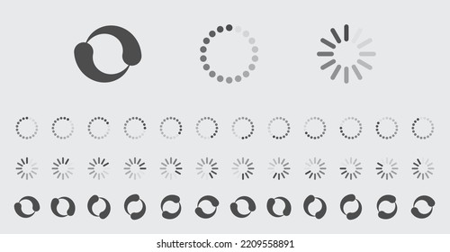 Circular Loading Buffering Icons Vector Set Video Ready For Animation Gif 12FPS All Keyframes Frames Bufring Circle Waiting For Connection Buffer Preloader Download Symbol Easy Replace Color