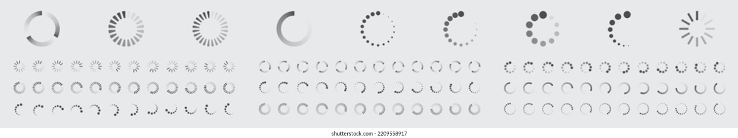 Circular Loading Buffering Icons Vector Set Video Ready For Animation Gif 12FPS All Keyframes Frames Bufring Circle Waiting For Connection Buffer Preloader Download Symbol Easy Replace Color