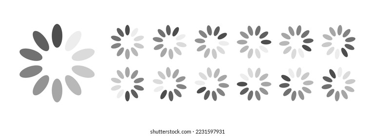 Circular Loading Buffering Icons Vector Video Ready for Animation Gif All Keyframes Frames Bufring Circle Waiting for Connection Buffer Preloader Download Symbol Easy Replace Color