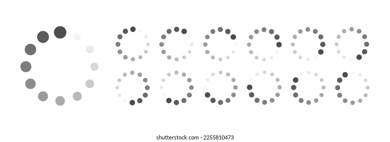 Circular Loading Buffering Icons Vector Video Ready for Animation Gif All Keyframes Frames Bufring Circle Waiting for Connection Buffer Preloader Download Symbol Easy Replace Color